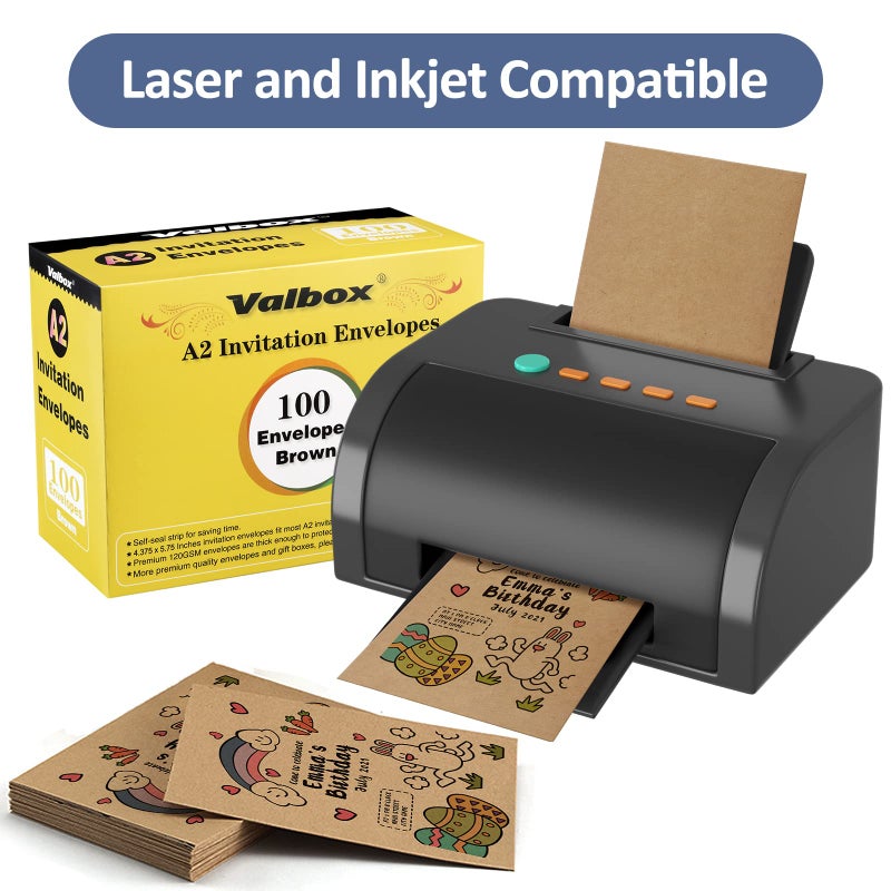 ValBox A2 Invitation Envelopes 100 Qty 4.375x5.75" Brown Kraft Envelopes Self Seal for Invitations, Photos, Wedding, Announcements, Thank you Notes, RSVP, Greeting Cards | 4-3/8 x 5-3/4 Inches(A2) - Image 3